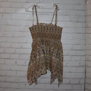 🌼 L.e.i. Smocked Handkerchief‑Hem Dress · Size L · Boho Floral